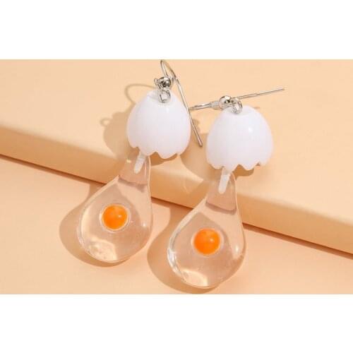 2021 New Unusual Egg Resin Earrings for Women Alternative Fashion Funny Geometry Pendants Earring Beautiful Creative Fun Jewelry