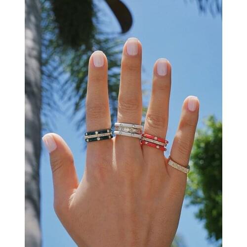 Trendy Enamel Zircon Stone Ring For Women, Fashion Wed Engage Summer Jewelry