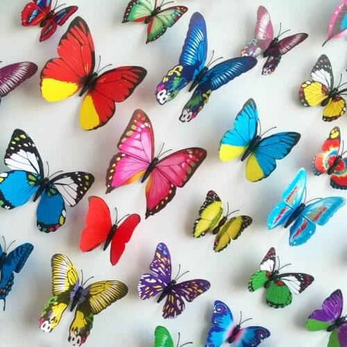 6@# 12Pcs Wall Stickers Butterfly 3D Wallpaper Pvc 3D House Decoration High Quality Wall Stickers 3D Wallpapers for Living Room
