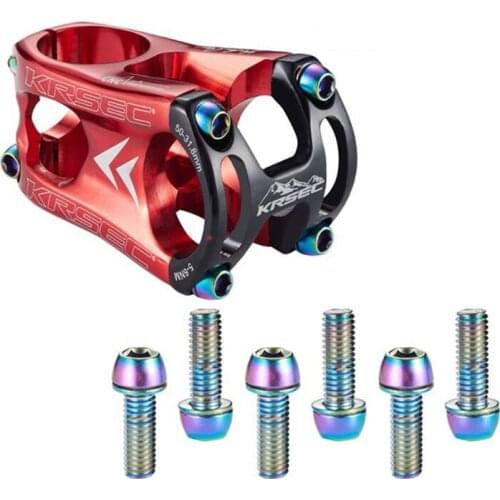 6pcs/set MTB Road Bike Stem Screws M5/M6 Bicycle Handlebar Titanium Plated Bolts with Washer Cycling Accessories