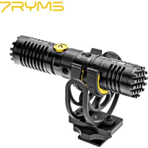 7RYMS MinBo M2 Mini Two-Way Condenser Microphone On-Camera Mic Cardioid/ Bi-directional Dual Patterns for 3.5mm TRS Interface