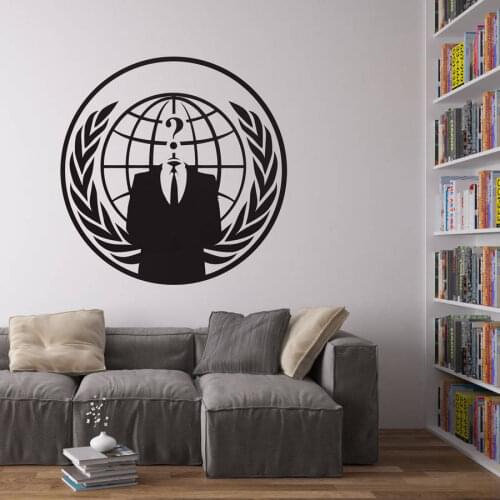 Anonymous Vinyl Wall Art Stickers Round shape Black Wall Decals Home Decor Living Room Office New Arrival Wallpaper ZA204