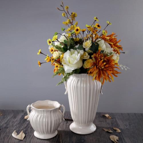 Creative Chinese Style Ceramic Big Flower Vase Home Decoration Vase Craft Decor Livingroom Smooth Surface Modern Articles