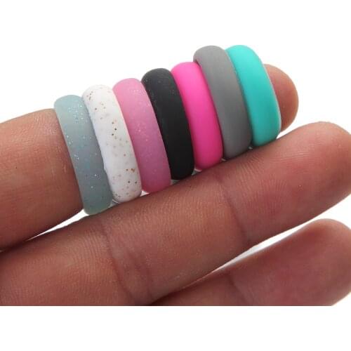 2pcs Environmental Silicone Rings Crossfit Sport Hypoallergenic Finger Band for Men Women FDA Flexible Rubber Charm Wedding Ring