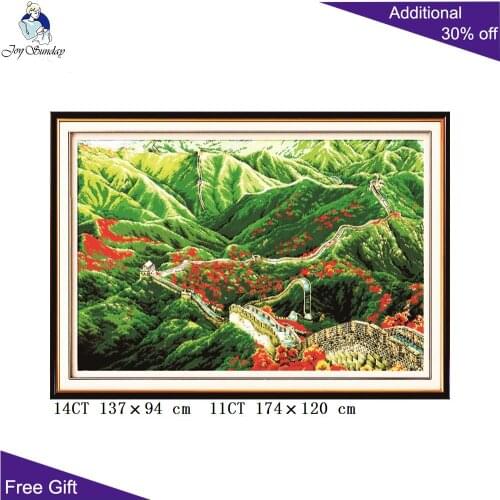 Joy Sunday Chinese Great Wall Home Decor F065 14CT 11CT Counted Stamped The Great Wall China Embroidery DIY Cross Stitch Kits
