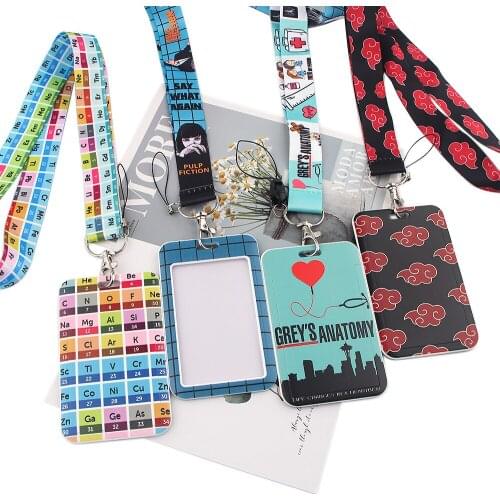 JY283 Periodic Table of Elements Greys Anatomy Lanyard Credit Card ID Holder Badge Bus Business Card Cover Badge For Doctor