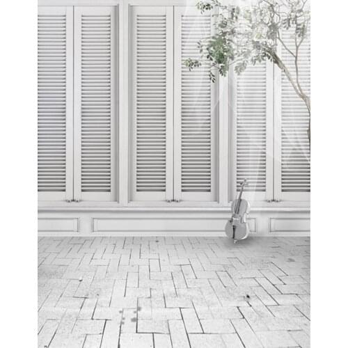 Brick Floor White Window Tree Photography Backdrops Photo Props Studio Background 5x7ft