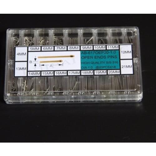 Dia 1.0mm 360pc Stainless Steel Open End Pins Kit Size From 4~21mm