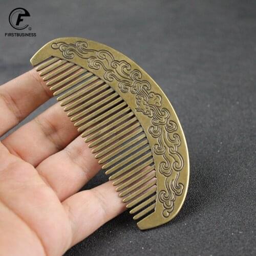 Brass Copper Auspicious Clouds Fine-Tooth Hairdressing Combs Tangled Straight Hair Comb Care Styling Tool Girlfriend Monther