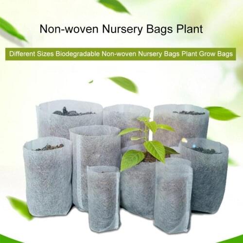 100PCS Non Woven Nursery Bags Plant Biodegradable Grow Bags Fabric Seedling Pots Bags for Home Garden