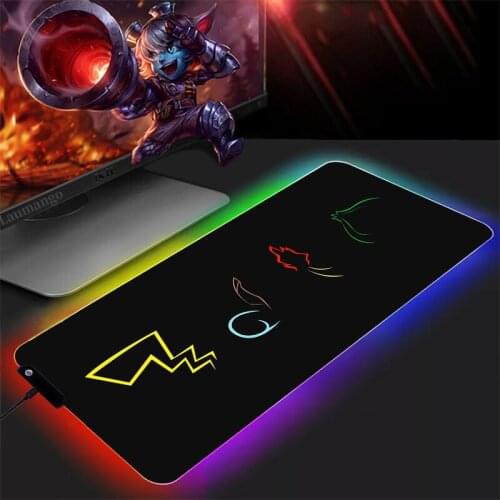 Kawaii Cartoon RGB Pokemon Mouse Pad Anime Gaming Accessories Desk Mat PC Gamer Completo Computer Keyboard Carpet CS GO Mousepad