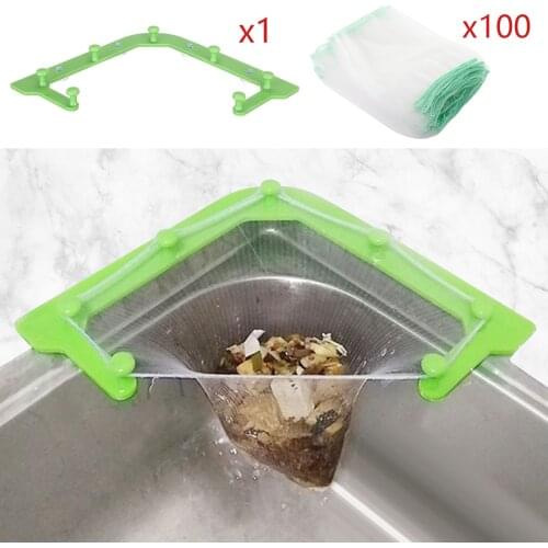 Multifunctional Triangle Drainage Rack Hanging Net Drain Basket Kitchen Sink Special Filter Leftovers Kitchen Sink Filter #T2P