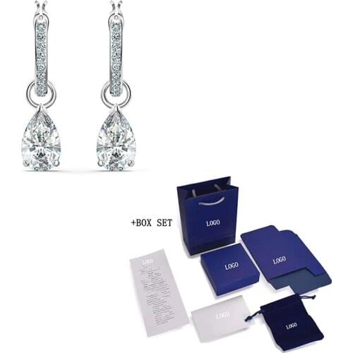 Fashion Accessories SWA New ATTRACT White Gold Girl Earrings Magical Gestures Exquisite Crystal Ladies Romantic Luxury Jewelry