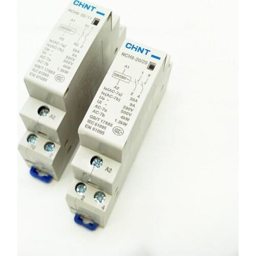 CHINT Modular AC Contactor NCH8-20/20 2 Normally Open NCH8-20/11 1NO 1NC Household Communication Contactor 220V 20A