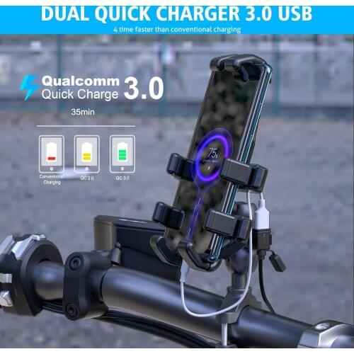 Motorcycle SAE version equipped with dual USB fast charge charger, smart chip safety device, mobile phone charger