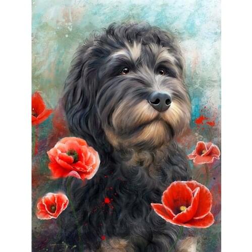 New Animals Full Square/Round Drill Diamond Painting Black Dog Diamond Embroidery Cross Stitch Kit Rhinestone Home Decorations