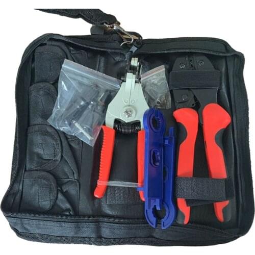 Fiber optic stripper kit for 1.5-6mm2 solar cable wire Photovoltaic stripping and 2.5-6mm2 crimping plier MC4 crimp tool set