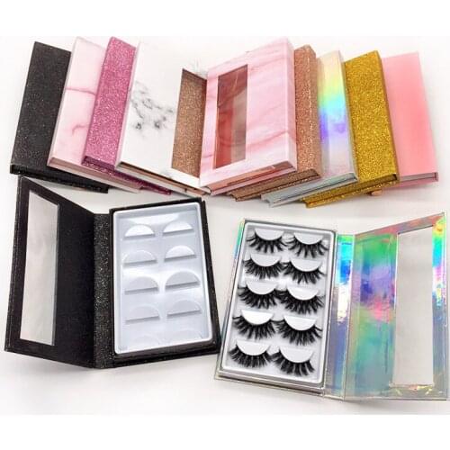 Wholesale 5 Pairs Lash Book Empty Package Paper Case With White Tray 3D Mink Lashes Storage Book False Eyelashes Display Box