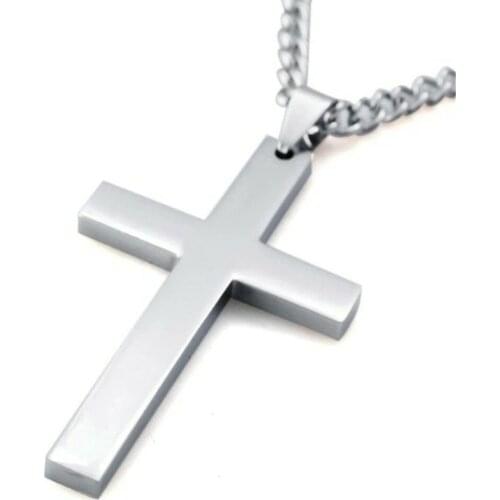 Simple Fashion Cross Pendant Necklace Stainless Steel Chain Charm Necklace For Women Men Boys Cool Punk Neck Jewelry Collier
