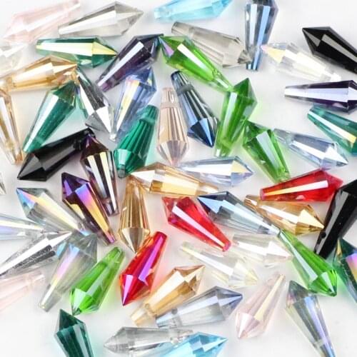 JHNBY Long Cone Pendant Waterdrop Austrian Crystal 6*15mm 50pcs Glass Loose Beads for Jewelry Making Bracelets DIY Accessories