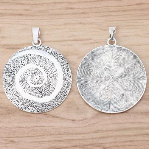 2 Pieces Large Hammered Spiral Swirl Vortex Round Charms Pendants for Necklace Jewellery Making 51x51mm