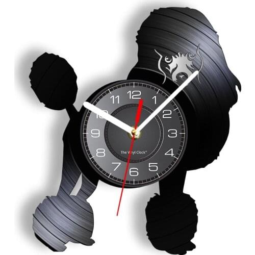 Lovely Poodle Wall Clock Made Of Real Vinyl Record Puppy Doggy Pet Animal Silhouette Lighting Wall Watch Poodle Owners Best Gift