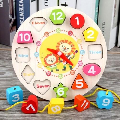 Q9QB Childrens Simulated Clock Beaded Blocks Educational Toy with Cartoon Ocean Pattern Portable Educational Toys
