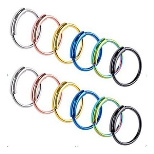 New Stainless Steel Circle Nose Ring Stud Nose Ornament Earrings Ear Bone Piercing Ornament Ear Ring cartilage earrings