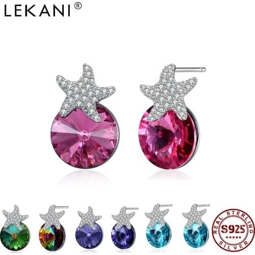 925 Sterling Silver Shinning Stars Earrings For Women Austria Multicolor Crystal Classic Party Fine Jewelry 2021 On Sale