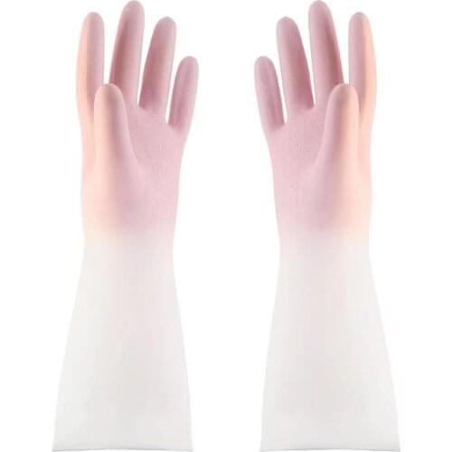 Silicone Dishwashing Gloves Kitchen Durable Cleaning Thin Rubber Gloves Transparent white Housework Chores Dishwashing Tool