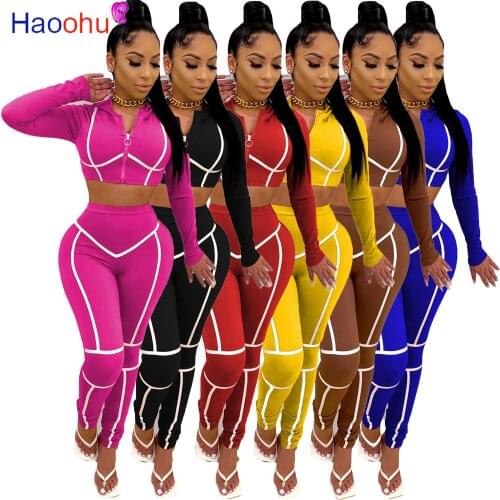 HAOOHU Sports Womens Suit Hooded Zipper Tops Jogger Sweatpant Two Piece Set Activewear Sweatsuit Matching Set Fitness Outfits