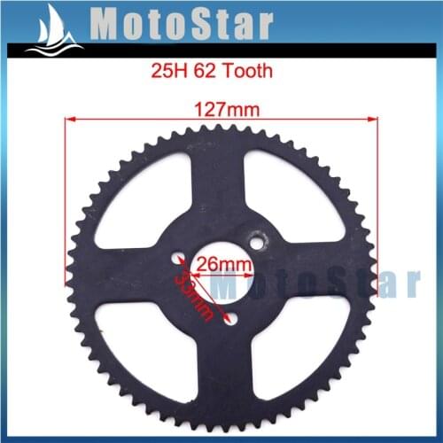 Steel Black 25H 62 Tooth Rear Chain Sprocket For 2 Stroke 47cc 49cc Engine Chinese Mini Moto Minimoto Pocket Bike
