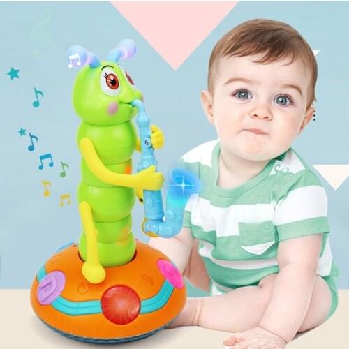 HUYU Dancing Saxophone Caterpillar Funny Electric Music Toys with LED Flashlights Toy