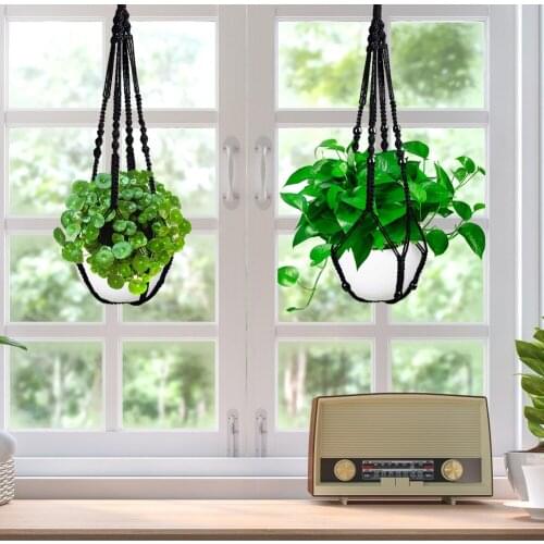 Plant Hanger Handmade Flowerpot For Garden Balcony Deco Macrame Hanging Planter Basket Rope Flower Pot Holder Cord Plant Tray