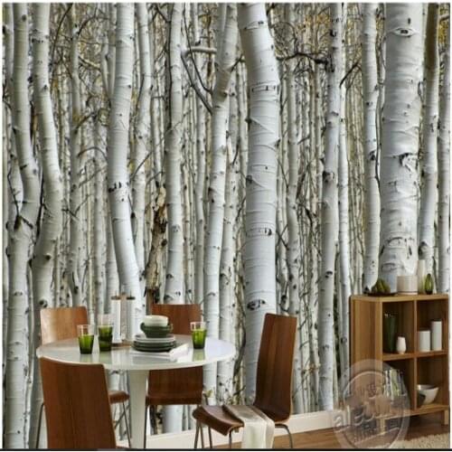 Wellyu Custom large fresco high-end atmospheric birch woods shocked 3D TV backdrop non-woven wallpaper papel de parede