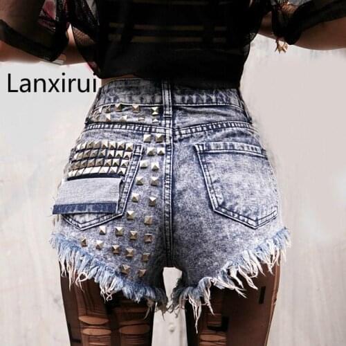 High Quality Sexy Hot Short Jeans Women Rivet Bronzing Hole Low Waist Denim Shorts Slim Plus Size Short New Fashion