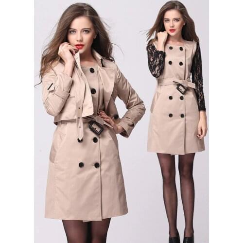 Trench coat long spring waterfall runway dust coats women 2019 plus size double breasted female ladies windbreaker beige slim