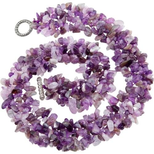 TUMBEELLUWA Womens Chips Stone Collar Choker Strands Amethyst Necklace Crystal Choker Necklace Women