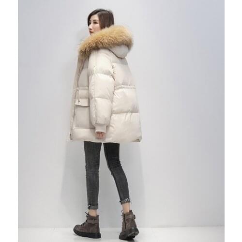 2021 Winter Down Coat Women 90% White Duck Down Jacket Large Natural Raccoon Fox Fur Hooded Thick Warm Parkas Female Outerwear