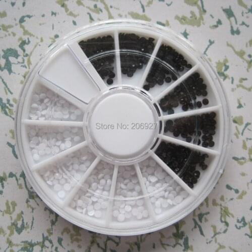 1PC OD-98 3D 2MM Black and White Resin Rhinestone Metal Decoration in wheel Shiny Nail Decoration Lovely Outlooking