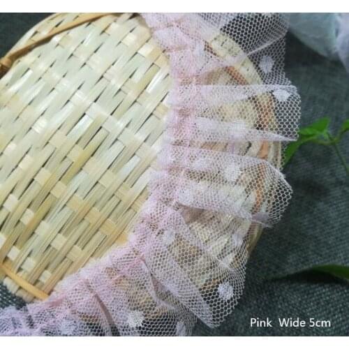 1Yards Guipure Dot Lace Trim Mesh Fabric 3D Flower Lace Fabric Applique Wide 5cm Mesh Lace Ribbon For Sewing Laces Dress LE49
