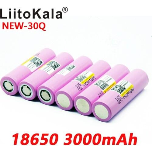 100pcs Liitokala Original 18650 3000 mAh battery INR18650 30Q 10A Discharge Li-ion Rechargeable Battery