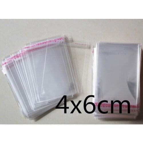 1000 PCS 4x6cm 4*6cm Packaging Self Adhesive bags Plastic OPP Clear Pack Jewelry Gift Bag 1.6*2.4inchs