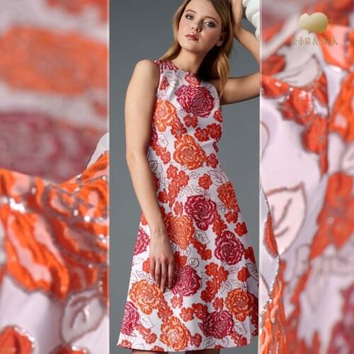 140cm gold line jacquard brocade fabric fashion dress windbreaker brocade satin fabric dress jacquard fabric wholesale cloth