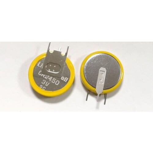 2pcs/lot CR2450 2450 550mAh Button Cell Batteries 3V welding battery 3pin