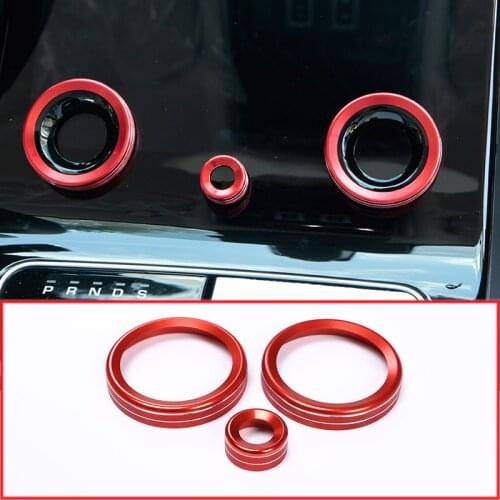 3pcs Aluminum alloy Car Central Air Conditioning Volume knobs Ring Trims Accessories For Landrover Range Rover VELAR 2017