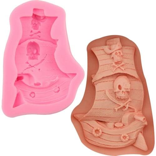 3d pirate ship sailing modeling silicone mold chocolate fondant cake decoration mold DIY kitchen baking mold