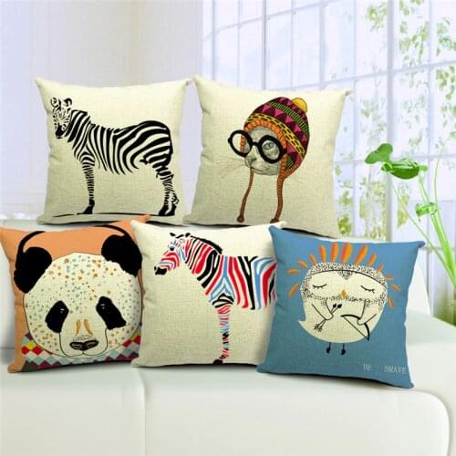 43x43CM Cartoon Animal Zebra music Panda Owl Pattern Cushion Cover Throw Pillow Case Kids Bed Decorative Arts Best GIFT