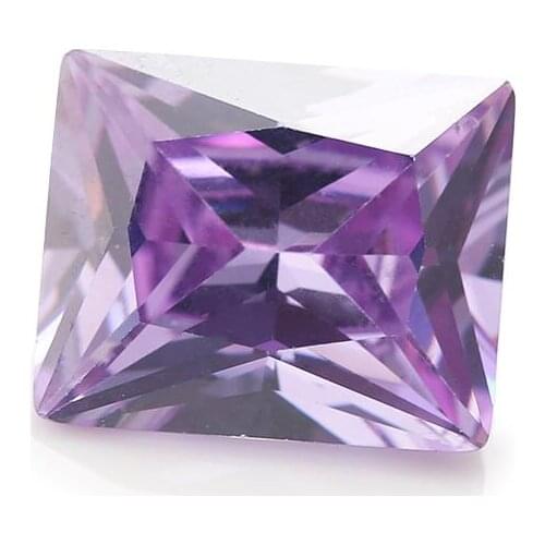 50PCS 2x4~13x18mm Rectangle Shape Princess Cut AAAAA Lavender Color Loose Cubic Zirconia Gems CZ Stone For Jewelry Diy Stone