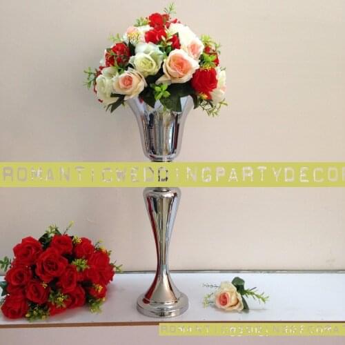 55CM / 21.5" Silver Wedding Flower vase Bling Table Centerpiece Sparkling Wedding Decoration Banquet Road Lead 10PCS/LOT